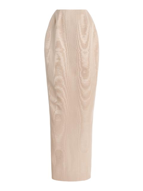 Wiederhoeft Floor-Length Wasp Skirt In Bonded Moire silver