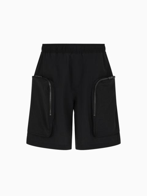 EMPORIO ARMANI Crinkle-effect ultra-light nylon Bermuda shorts