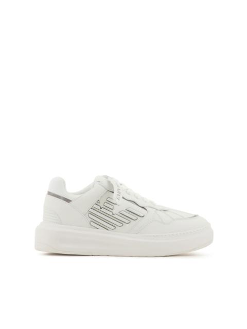 EMPORIO ARMANI logo-embossed leather sneakers