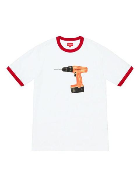 Supreme SS19 Drill Ringer Electric Drill Printing Short Sleeve Unisex Red SUP-SS19-658