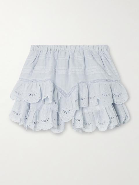 Isabel Marant Étoile Jocadia Lace And Broderie Anglaise-trimmed Organic Cotton-voile Shorts