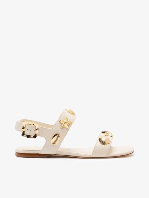 Larroudé Madison Flat Sandal Ivory Leather