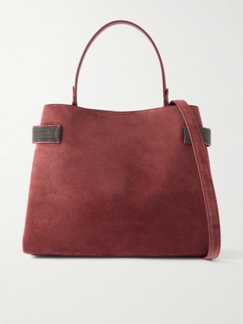 Brunello Cucinelli Bead-embellished Suede Shoulder Bag