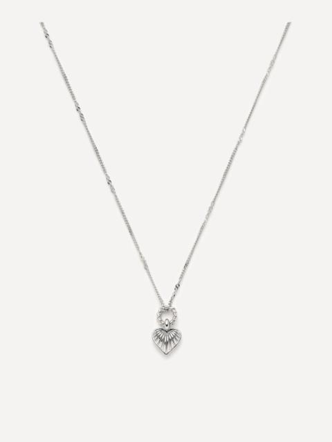 MISSOMA Rhodium-Plated Mini Ridge Heart Pendant Necklace