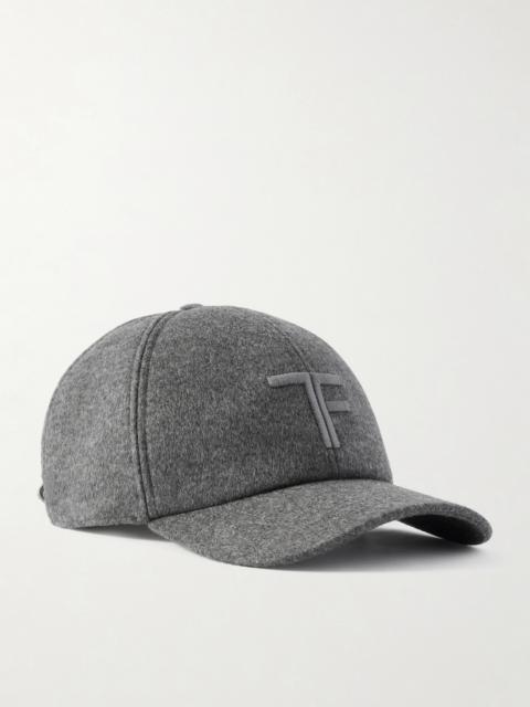 TOM FORD Leather-Trimmed Logo-Embroidered Cashmere Baseball Cap