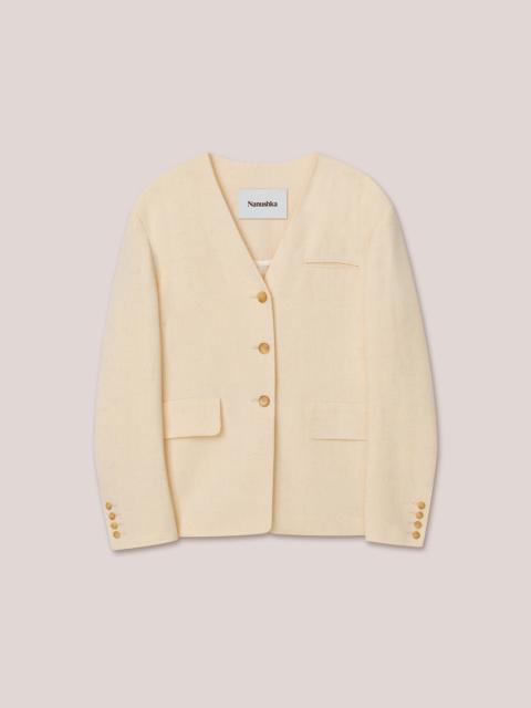 HALIA - Silk viscose-tweed jacket - Creme