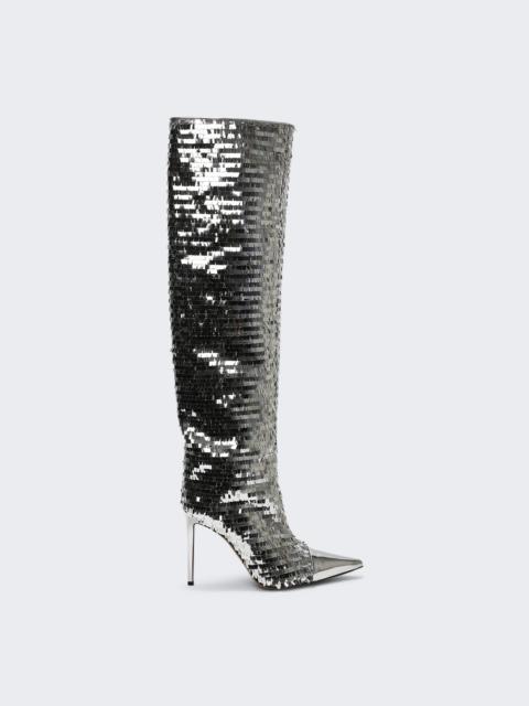 ALEXANDRE VAUTHIER Clem Sequinned Knee-high Boots Argento