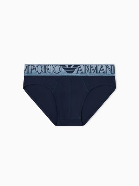 EMPORIO ARMANI ASV MEGALOGO ORGANIC-JERSEY BRIEFS