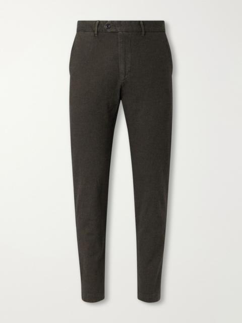 Hartford Taylor Tapered Cotton-Blend Piqué Trousers Green