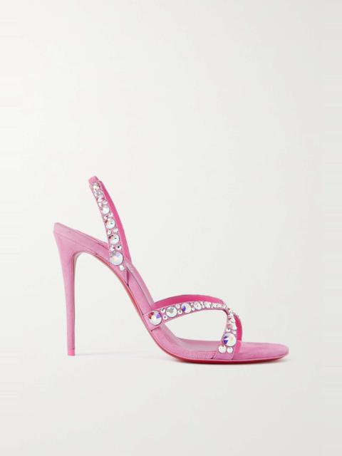 Emilie 100 crystal-embellished suede slingback sandals