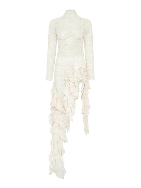 GABRIELA HEARST Nimbus Crochet Lace Top in Ivory Cashmere with Custom Ruffles