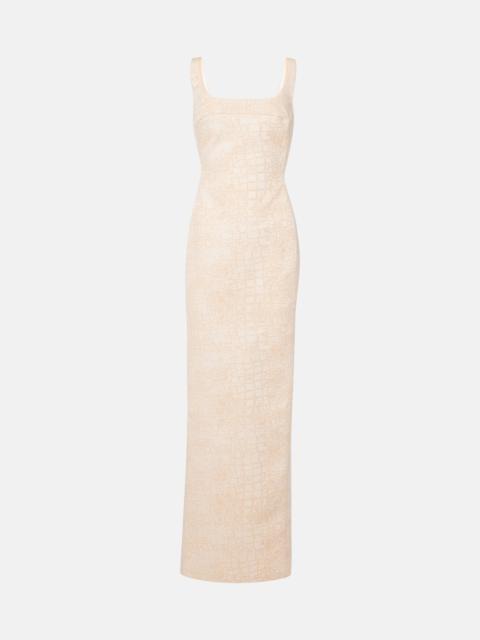 JACQUEMUS De-Nîmes croc-effect cotton maxi dress