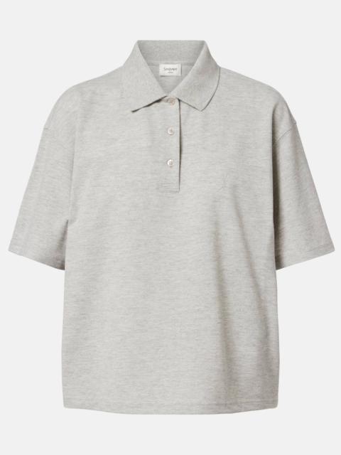 SAINT LAURENT Cassandre cotton-blend piqué polo shirt