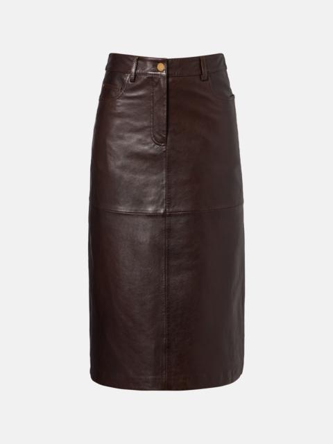 'S Max Mara Leather midi skirt