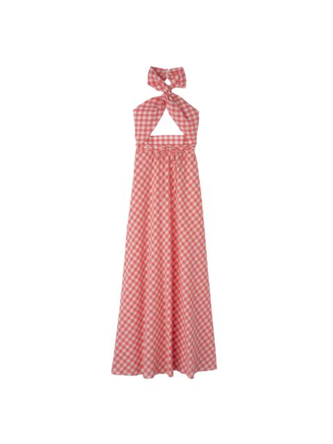 Longchamp Long dress Blush - Vichy jacquard