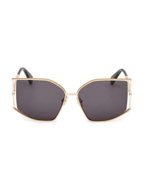 Max Mara Women's Menton-4 59MM Cat-Eye Sunglasses - Shiny Black Gold Smoke