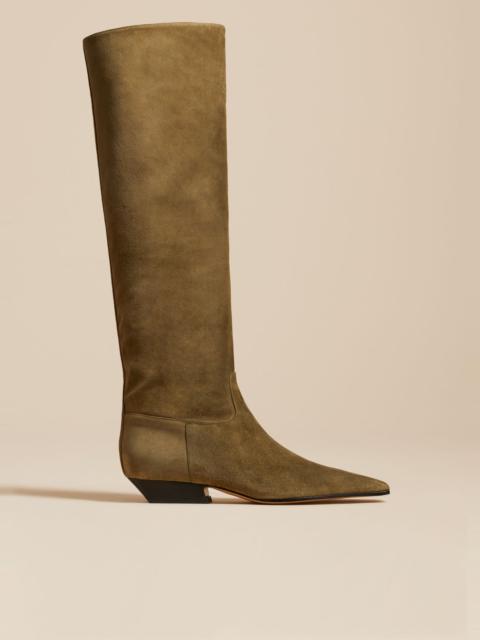 The Marfa Knee-High Boot in Khaki Suede