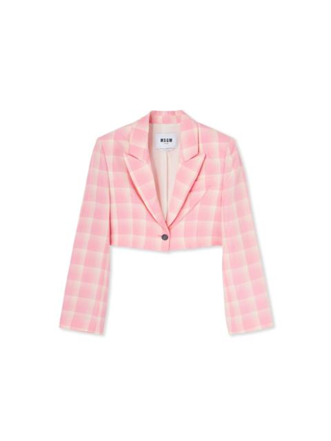 MSGM Check viscose crepe crop jacket