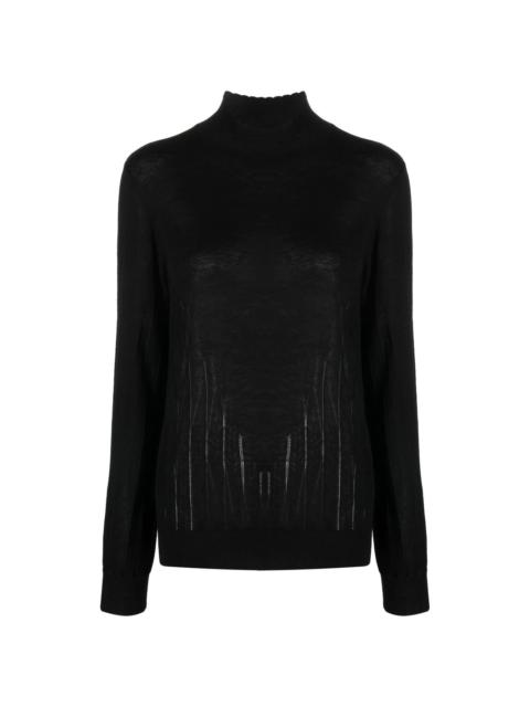 high-neck cashmere-silk jumper