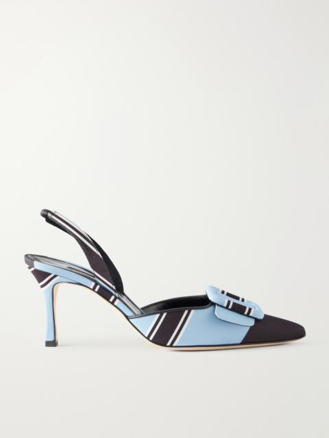 Manolo Blahnik + Emilia Wickstead Maysli 70 Striped Grosgrain Slingback Pumps