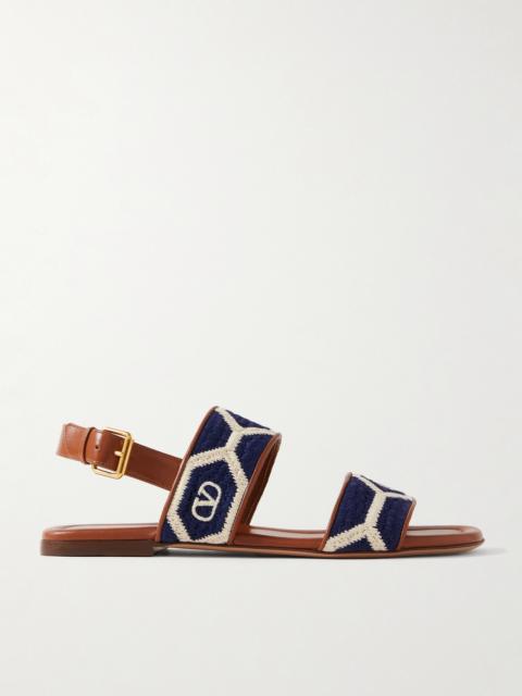 Valentino Embroidered Leather Sandals