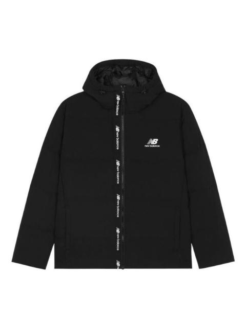 New Balance New Balance Logo Print Down Jacket 'Black White' AMJ23343-BK