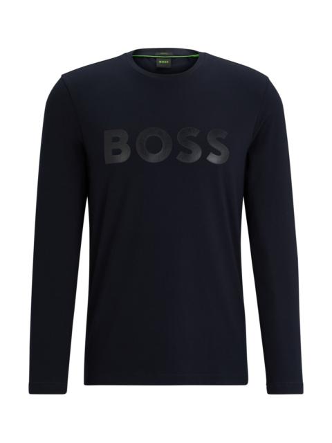 BOSS STRETCH-COTTON T-SHIRT WITH MIRROR-EFFECT LOGO