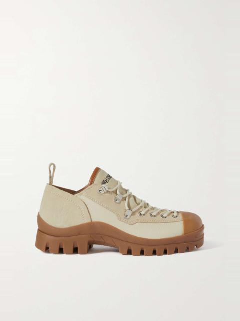 JW Anderson Rubber-trimmed textured-leather, suede and canvas sneakers