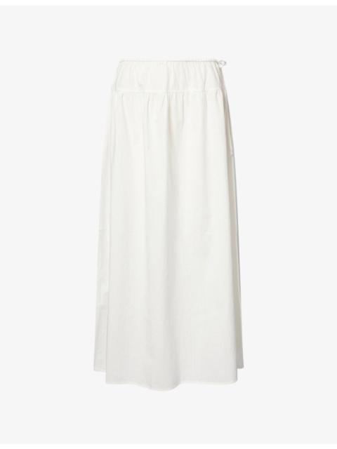 DEIJI STUDIOS Tie-Detail Checked Cotton Maxi Skirt