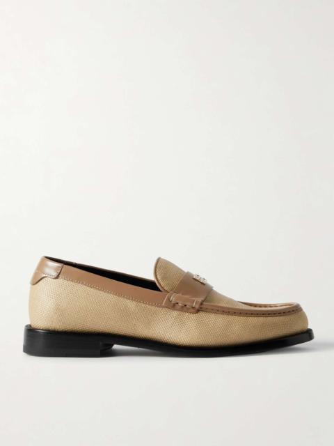 Victoria Beckham Leather-trimmed raffia loafers Beige