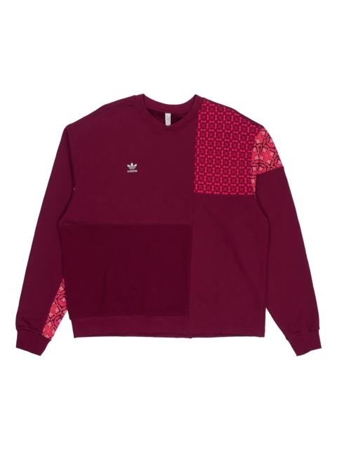 adidas originals CNY Limited Pattern Printing Sports Round Neck Pullover Brown Red HC0564