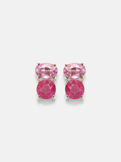 STONE AND STRAND 14kt gold (585/1000) earrings with rubies and pink sapphires
