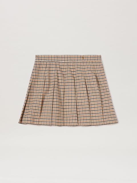 Palm Angels Micro Check Pleated Skirt
