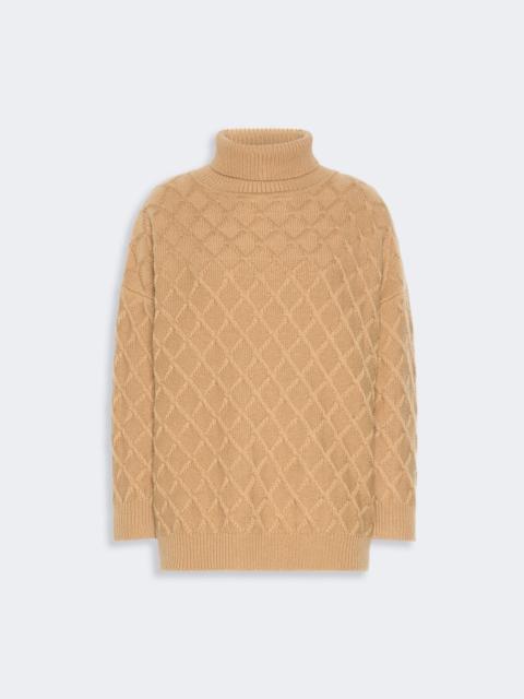Max Mara BAMBOLA Oversized diamond wool and cashmere sweater - CAMEL