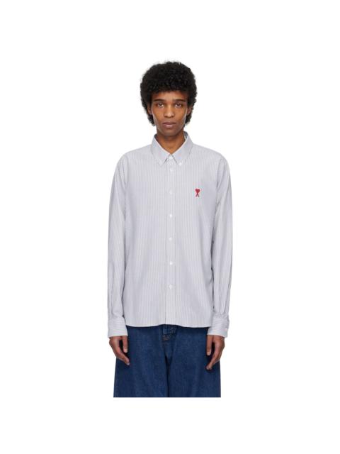 Gray & White Cotton Button-Down Ami de Coeur Shirt