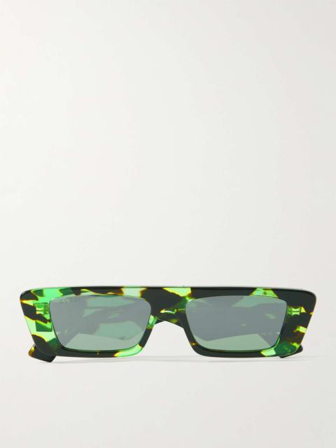 GUCCI Rectangle-Frame Tortoiseshell Recycled-Acetate Sunglasses