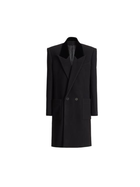 Balmain Long wool and velvet coat