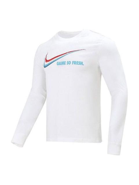Nike Nike Game So Fresh Printing Sports Round Neck Long Sleeves White DN2998-100