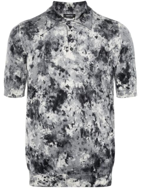 Avant Toi abstract-print ribbed polo shirt