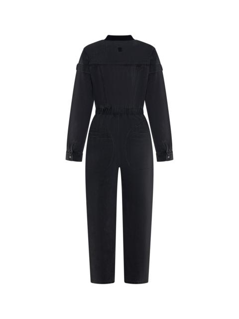 ONE TEASPOON Callie Aviator Longsleeve Studded Denim Jumpsuit - Washed Black