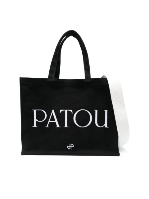 logo-embroidered canvas tote bag
