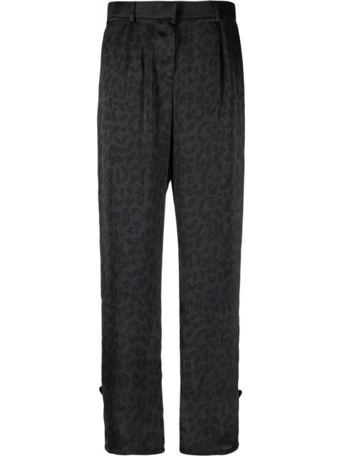 high-waisted patterned trousers