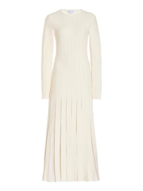 Walsh Pleated Dress in Ivory Wool
