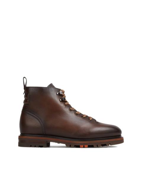 Santoni lace-up leather hiking boots