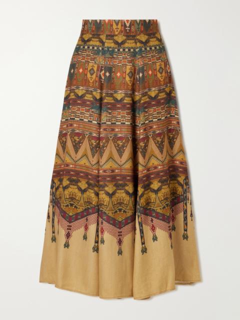 EMPORIO SIRENUSE Kendal Desert Printed Woven Silk-blend Maxi Skirt