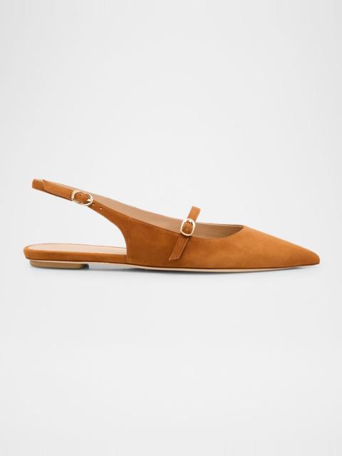 Stuart Weitzman Emilia Suede Mary Jane Slingback Ballerina Flats