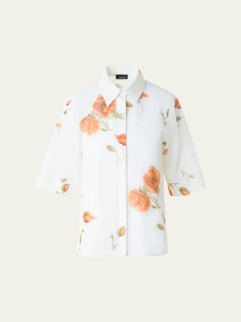 AKRIS Anemone Print Cotton Voile Blouse