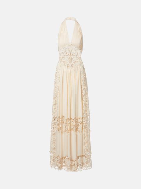 ELIE SAAB Georgette and macramé gown