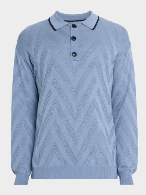 SCOTCH & SODA Men's Zigzag Knit Polo Sweater