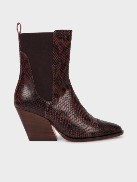 Paul Smith Women's Brown 'Topaz' Snake-Embossed Boots